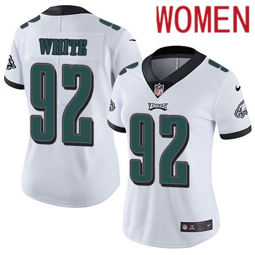 Women Philadelphia Eagles #92 Reggie White Nike White Vapor Limited NFL Jersey->women nfl jersey->Women Jersey